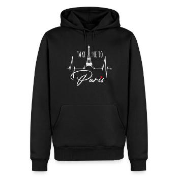 Emmenez-moi à Paris Heartbeat Tour Eiffel France - Sweat à capuche Premium bio Homme - noir - Devant - Nico (187cm)