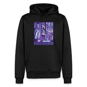 Retro Japanische Streetwear Tokio - Männer Premium Bio Hoodie - Schwarz - Vorne - Nico (187cm)