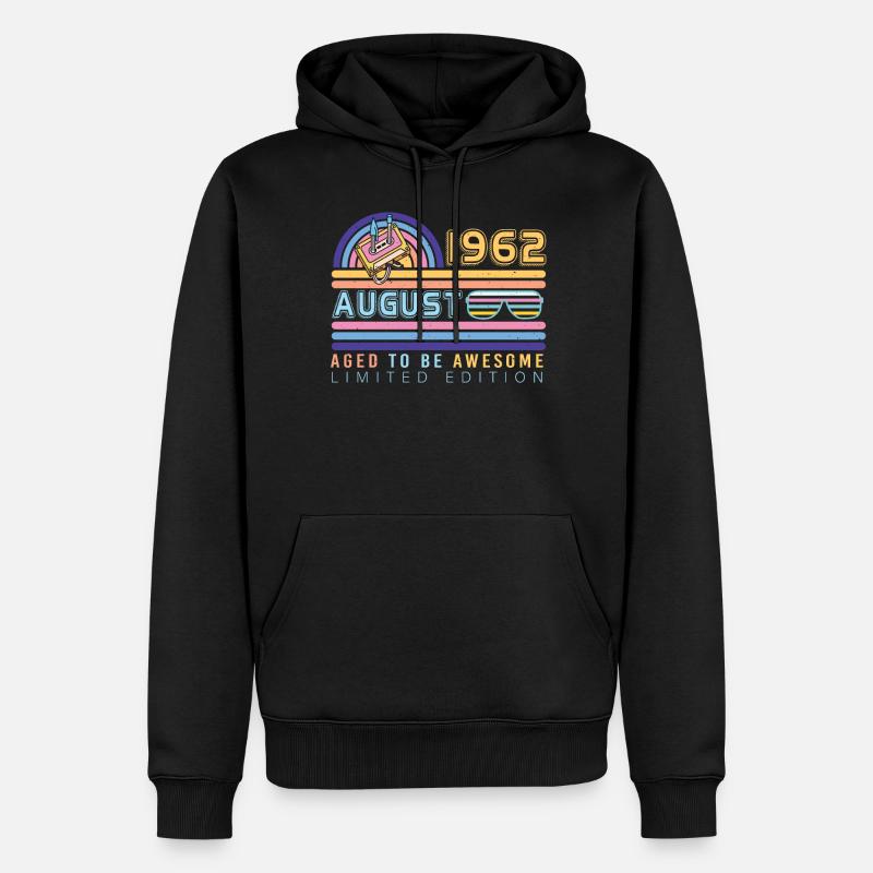 1962 En août 60e anniversaire - Sweat à capuche Premium bio Homme - noir