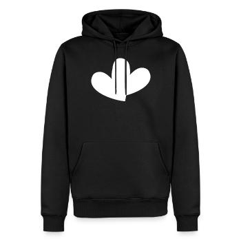 Double Coeur Blanc - Sweat à capuche Premium bio Homme - noir - Devant - Nico (187cm)