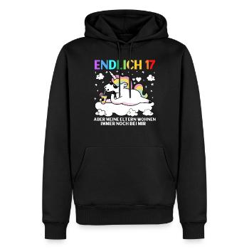 Endlich 17 Meine Eltern Wohnen Immer Noch Bei Mir - Männer Premium Bio Hoodie - Schwarz - Vorne - Nico (187cm)