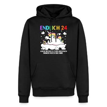 Endlich 24 Meine Eltern Wohnen Immer Noch Bei Mir - Männer Premium Bio Hoodie - Schwarz - Vorne - Nico (187cm)