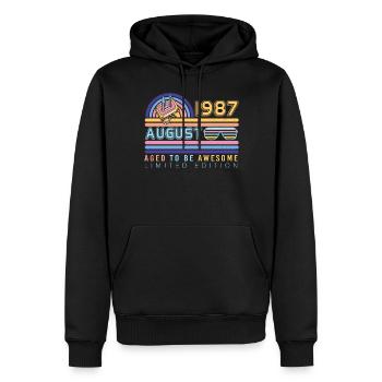 Geschenkidee August 1987 - Männer Premium Bio Hoodie - Schwarz - Vorne - Nico (187cm)
