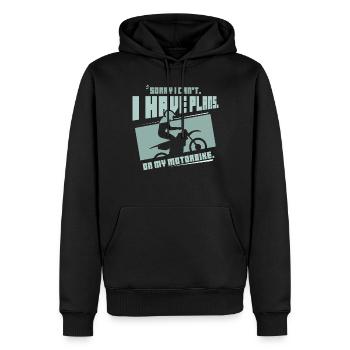 Je ne peux pas avoir de plans avec ma moto - Sweat à capuche Premium bio Homme - noir - Devant - Nico (187cm)