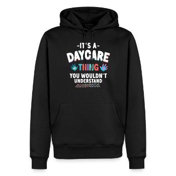 Fournisseur de services de garde d’enfants Enseignant - Sweat à capuche Premium bio Homme - noir - Devant - Nico (187cm)