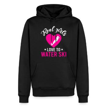 Ski nautique - Les vraies filles adorent faire du ski nautique - Eau - Sweat à capuche Premium bio Homme - noir - Devant - Nico (187cm)
