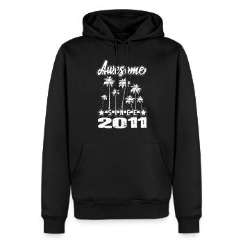 Génial depuis 2011 - Sweat à capuche Premium bio Homme - noir - Devant - Nico (187cm)