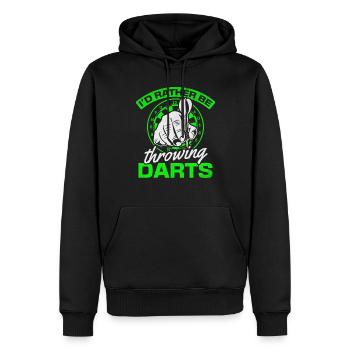 Jouer aux fléchettes joueur jeu de fléchettes je préférerais - Sweat à capuche Premium bio Homme - noir - Devant - Nico (187cm)