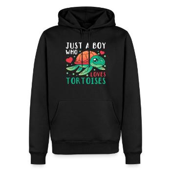 Juste un garçon qui aime les tortues - Sweat à capuche Premium bio Homme - noir - Devant - Nico (187cm)