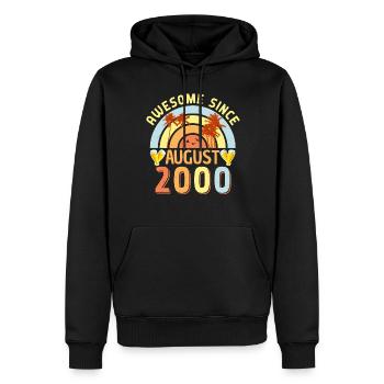 Mois de naissance août 2000 - Sweat à capuche Premium bio Homme - noir - Devant - Nico (187cm)