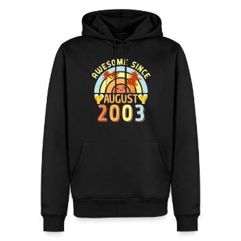Mois de naissance août 2003 - Sweat à capuche Premium bio Homme - noir - Devant - Nico (187cm)