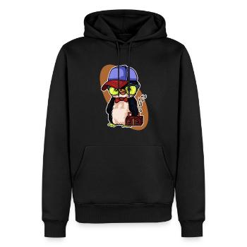 Pinguin Tshirt Kinder Musik Cool Musikbox Musik - Männer Premium Bio Hoodie - Schwarz - Vorne - Nico (187cm)