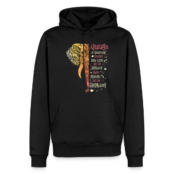 Éléphant - Sweat à capuche Premium bio Homme - noir - Devant - Nico (187cm)