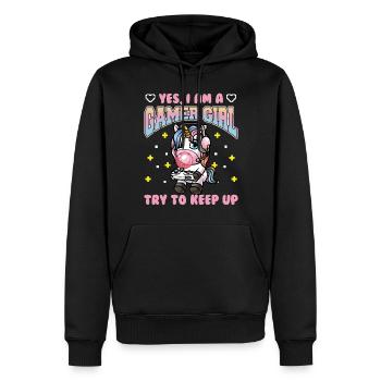 Oui, je suis une fille gamer jeux vidéo - Sweat à capuche Premium bio Homme - noir - Devant - Nico (187cm)