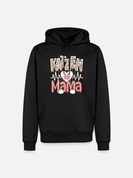 Katzen Mama Kätzchen Leopard Muster - Männer Premium Bio Hoodie - Schwarz