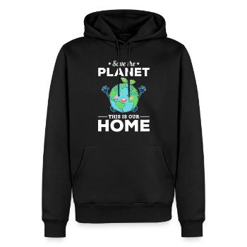 Umwelt retten den Planeten Dies ist unser - Männer Premium Bio Hoodie - Schwarz - Vorne - Nico (187cm)