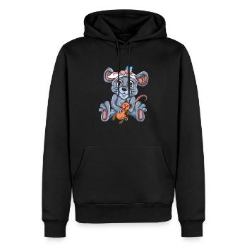 Souris - Sweat à capuche Premium bio Homme - noir - Devant - Nico (187cm)