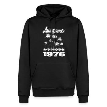 Awesome Since 1976 - Männer Premium Bio Hoodie - Schwarz - Vorne - Nico (187cm)