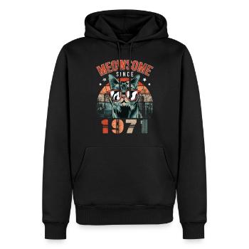 Meowsome 1971 Geburtsjahr 1971 Katze Geburtstag - Männer Premium Bio Hoodie - Schwarz - Vorne - Nico (187cm)