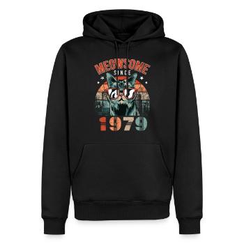 Meowsome 1979 Geburtsjahr 1979 Katze Geburtstag - Männer Premium Bio Hoodie - Schwarz - Vorne - Nico (187cm)