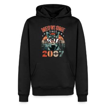 Meowsome 2007 Année de naissance 2007 Anniversaire du chat - Sweat à capuche Premium bio Homme - noir - Devant - Nico (187cm)