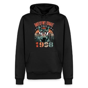Meowsome 1998 Année de naissance 1998 Anniversaire du chat - Sweat à capuche Premium bio Homme - noir - Devant - Nico (187cm)