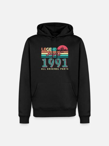 Born in August 1991 - Men’s Premium Organic Hoodie - black