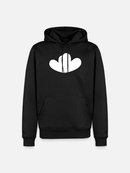 Deux cœurs blancs - Sweat à capuche Premium bio Homme - noir