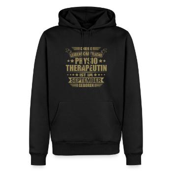 diese Physiotherapeutin ist im September geboren - Männer Premium Bio Hoodie - Schwarz - Vorne - Nico (187cm)