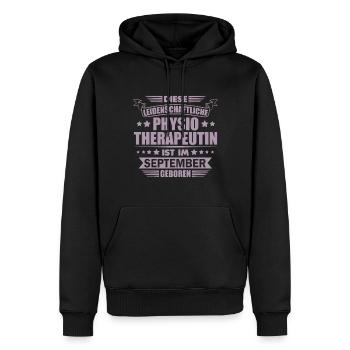 diese Physiotherapeutin ist im September geboren - Männer Premium Bio Hoodie - Schwarz - Vorne - Nico (187cm)
