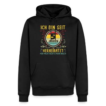 Rosenhochzeit 5 Jahre Verheiratet Hochzeitstag - Männer Premium Bio Hoodie - Schwarz - Vorne - Nico (187cm)