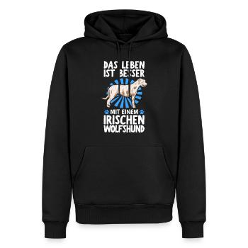 Das Leben ist besser mit Irischer Wolfshund - Männer Premium Bio Hoodie - Schwarz - Vorne - Nico (187cm)