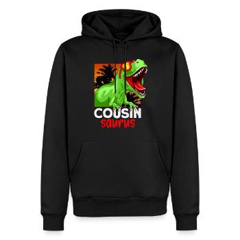 Tyrannosaurus Rex Cousin Saurus Geschenk - Männer Premium Bio Hoodie - Schwarz - Vorne - Nico (187cm)