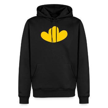 Zwei Gelbe Herzen - Männer Premium Bio Hoodie - Schwarz - Vorne - Nico (187cm)