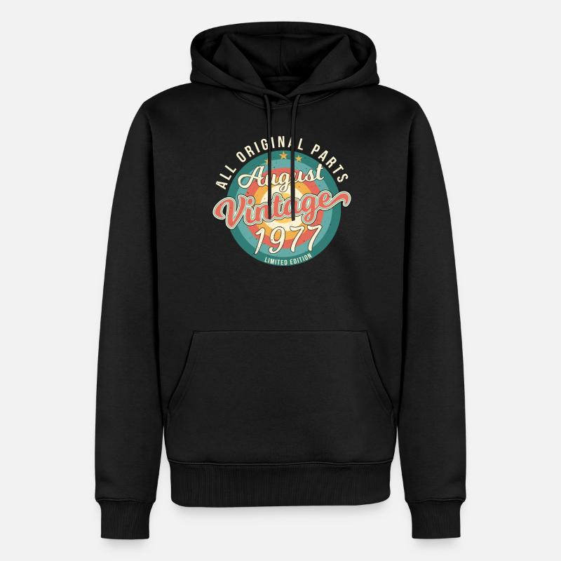 Idée cadeau août 1977 - Sweat à capuche Premium bio Homme - noir