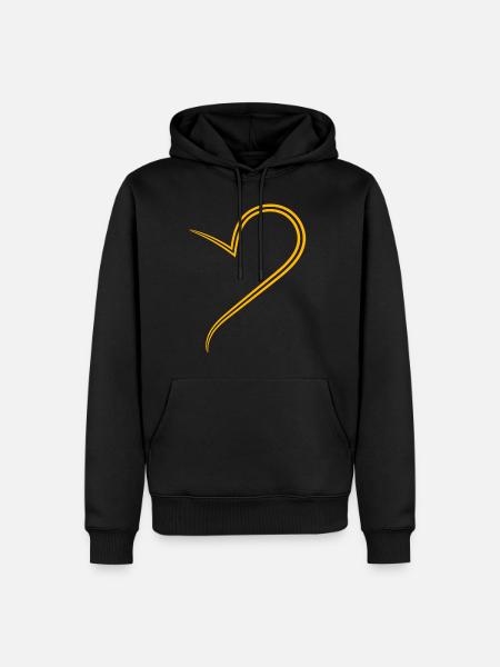 Corazón medio amarillo simple - Sudadera con capucha prémium ecológica para hombre - negro