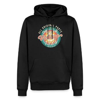 Année de construction 1984 en août - Sweat à capuche Premium bio Homme - noir - Devant - Nico (187cm)