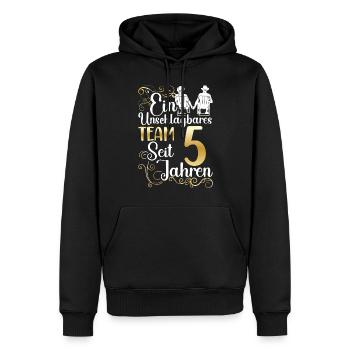 Rosenhochzeit 5 Jahre Verheiratet Hochzeitstag - Männer Premium Bio Hoodie - Schwarz - Vorne - Nico (187cm)