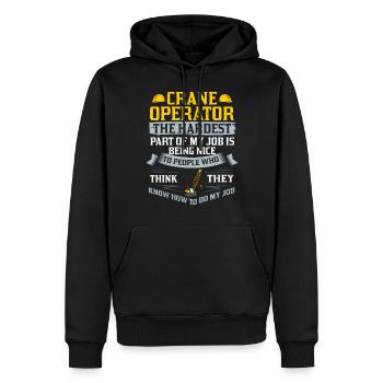 Formation de grutier Ouvrier de la construction Tour de grue - Sweat à capuche Premium bio Homme - noir - Devant - Nico (187cm)