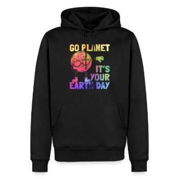 Jour de la Terre Dabbing Jour de la Terre - Go Planet It’s - Sweat à capuche Premium bio Homme - noir - Devant - Nico (187cm)