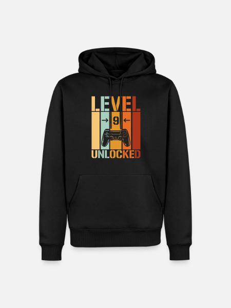 9th Birthday Level 9 unlocked - Men’s Premium Organic Hoodie - black