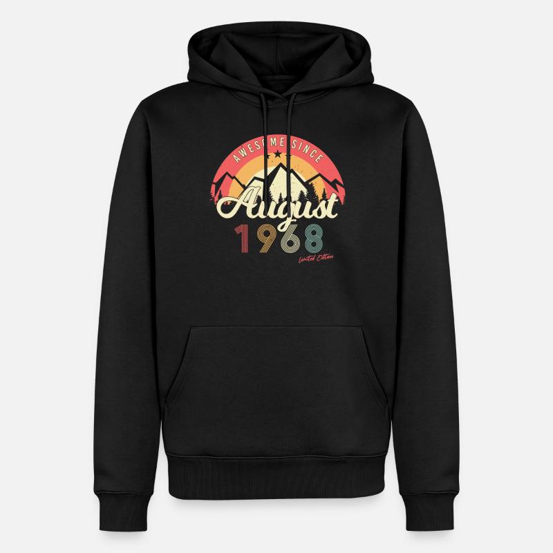 1968 Août Rétro - Sweat à capuche Premium bio Homme - noir