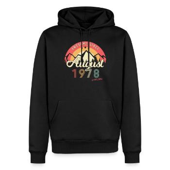 Né en 1978 en août - Sweat à capuche Premium bio Homme - noir - Devant - Nico (187cm)