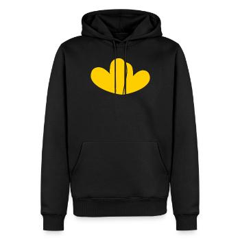 Zwei Gelbe Herzen - Männer Premium Bio Hoodie - Schwarz - Vorne - Nico (187cm)