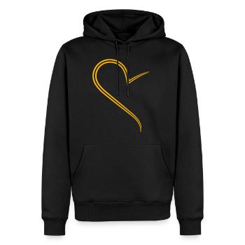 Halbes Gelbes Herz Simples Design - Männer Premium Bio Hoodie - Schwarz - Vorne - Nico (187cm)