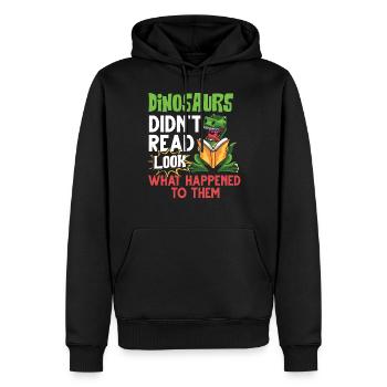 Dinosaur Book Read Dino Read Funny Readers - Men’s Premium Organic Hoodie - black - Front - Nico (187cm)