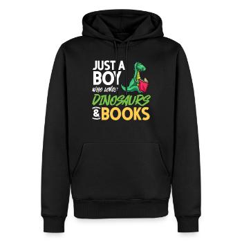 Dinosaur Book Read Dino Read Funny Readers - Men’s Premium Organic Hoodie - black - Front - Nico (187cm)