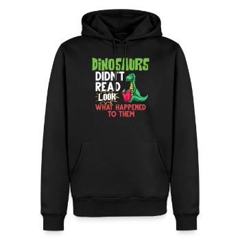 Dinosaur Book Read Dino Read Funny Readers - Men’s Premium Organic Hoodie - black - Front - Nico (187cm)