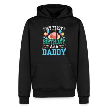 Mon premier anniversaire en tant que papa Papi Papa Père - Sweat à capuche Premium bio Homme - noir - Devant - Nico (187cm)