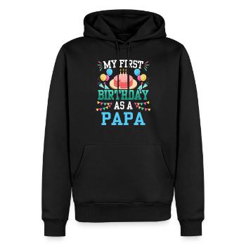 Mon premier anniversaire en tant que Papa Papa Père Party - Sweat à capuche Premium bio Homme - noir - Devant - Nico (187cm)